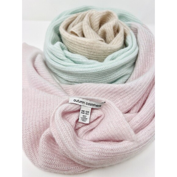Autumn Cashmere Women's Color Block Pastel Oversized Scarf Wrap Sz 84 X 24'' Lux - Picture 6 of 12